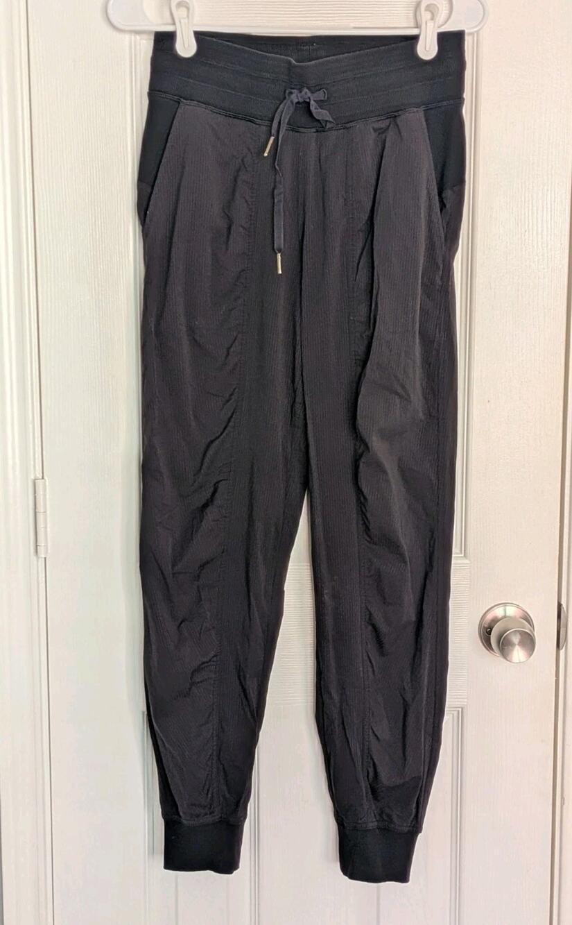 Lululemon Dance Studio Mid Rise Joggers Womens 4 Black Ruched Athletic Gym